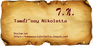 Tamássy Nikoletta névjegykártya