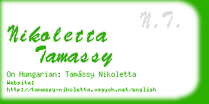 nikoletta tamassy business card