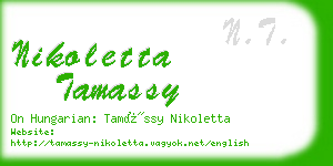 nikoletta tamassy business card